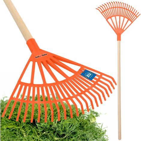 KOTARBAU® Rateau à Feuilles - Plastique - 44 cm - Orange - avec Manche - Râteau Jardin - Balai à Gazon - Ramasse Feuilles - Léger - Résistant - Entretien Jardin (1/5)