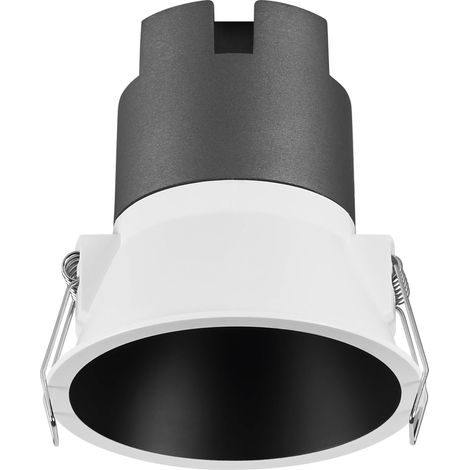 Spot encastrable, noir, 10 W, 800 lm, 830 W, diamètre 93 mm, couleur de lumière blanc chaud, jusqu'à 90% d'économies d'énergie par rapport aux downlights halogènes, installation (1/5)