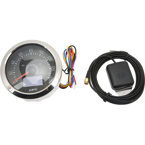 Compteur de vitesse GPS 3 en 1 85mm 0-160 MPH Odomètre avec affichage OLED, fonctions COG et kilométrage, 9-32V pour caravane, bateau, voiture, noir (1/5)