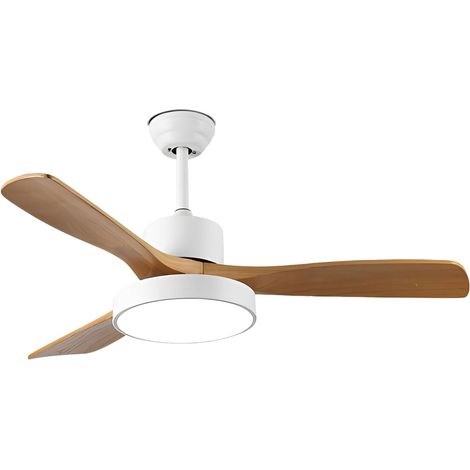 48 in Ventilateur de Plafond en Bois avec éclairage Intelligent Moderne, 6 Vitesses, Silencieux et Discret, avec télécommande,Blanc (1/5)