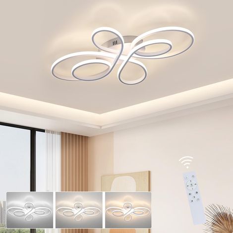 Plafonnier LED moderne 80 cm, Lustre LED à anneaux floraux avec télécommande, Plafonnier LED 82 W à intensité variable, 3 températures de couleur (1/5)