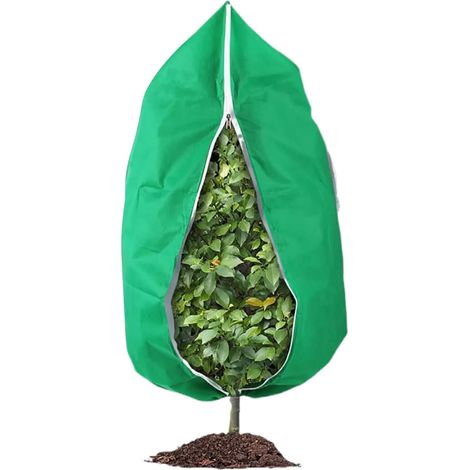 Funda protectora contra heladas para plantas - Cubierta de invierno para plantas - con cordón y cremallera - 80 cm x 100 cm Verde (1/5)