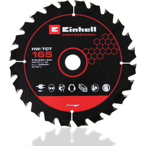 Einhell Lame de scie circulaire 165x20mm (alésage 20 mm, 24 dents à biseaux alternés, largeur de coupe 1,8 mm) (1/2)