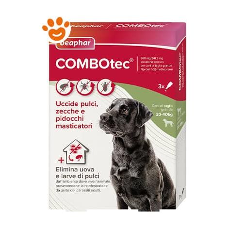 Beaphar Dog Combotec Taglia Grande 20 - 40 Kg - Confezione 3 Pipette - Antiparassitari CANE