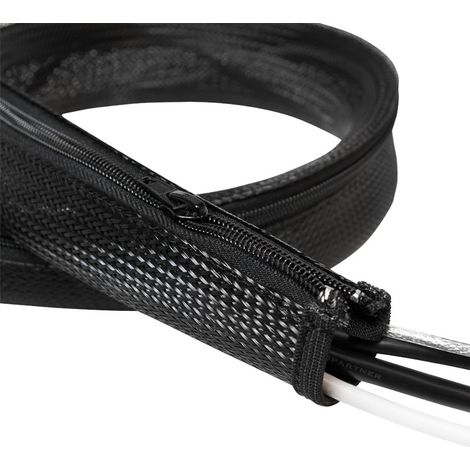 Gaine flexible pour câble, 1 m, diamètre 50 mm, fermeture éclair, noire, ignifugée (1/3)