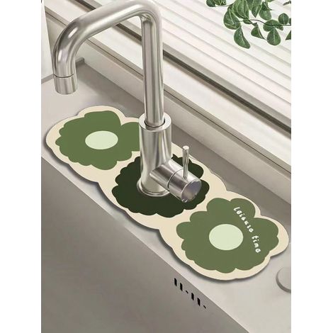 Selbstabsorbierende Abtropfmatte für Wasserhähne und Küchenarbeitsplatten – Weiche, rutschfeste, wasserdichte und schimmelresistente Kieselgurmatte (1/5)