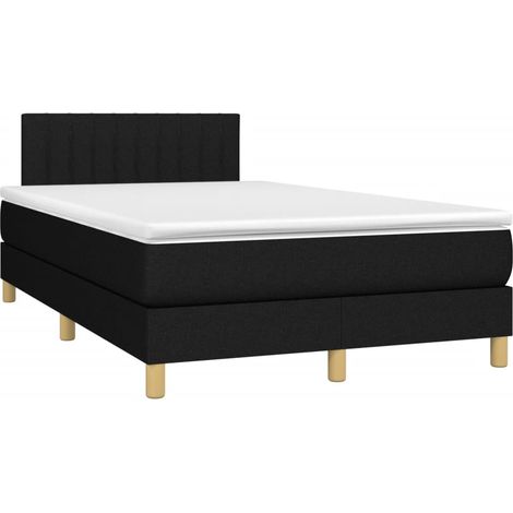 Estructura de cama LED con cabecero con somier colchón 120 x 200 cm tela negra TDL0209296