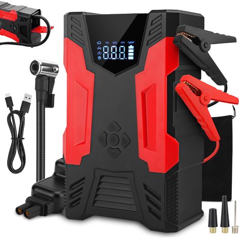 Compresseur d'air portable Gonfleur 10 000 mAh 150 psi, affichage numérique, lumière LED, détection de pression des pneus, pour voiture, moto, vélo (1/5)