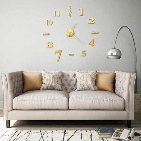 vidaXL Reloj 3D de pared con diseño moderno 100 cm XXL dorado (1/5)