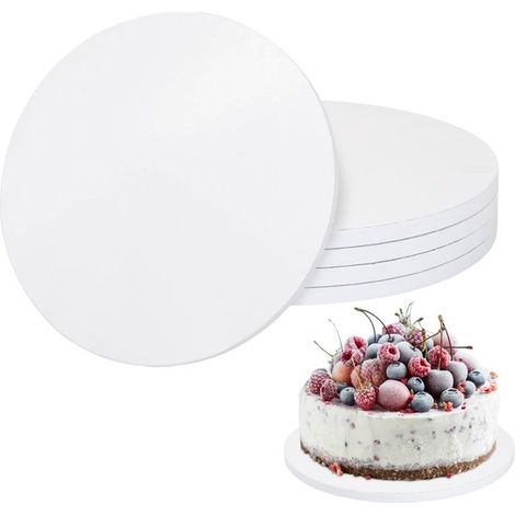 5 runde Tortenständer 12 mm dicker Karton Wiederverwendbare weiße Tortenständer für Partys Geburtstage Hochzeiten (30 cm) (1/5)