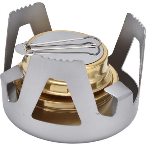 Réchaud de Camping Portable et Anti-Vent avec Support, Fonctionnant à l'Alcool pour Randonnée et Plein Air - Gris (1/5)