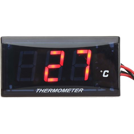 Ultradünnes 12-V-Digital-LCD-Motorradthermometer mit 22-mm-Sensoradapter, Rot