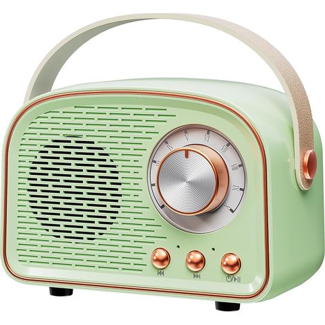 Altoparlante Bluetooth vintage wireless retrò - Altoparlante Bluetooth portatile da esterno ciano, supporto TWS, unità flash USB, scheda TF e AUX, ideale per la casa, i viaggi e le attività all'aperto (1/5)