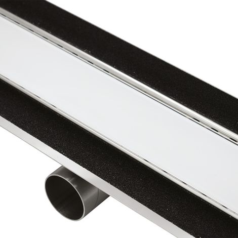 Canalette inox style linea ram - cristallo bianco canaletta ram ret. l 985 mm crist.bianco full inox con lastra cristallo bianco