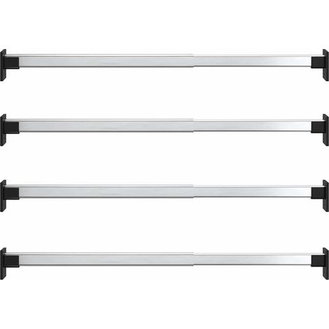 Lot de 4 Rails de garde-robe télescopiques Design moderne, Armoire Etagère de rangement, Argenté 58-100 cm OIB7569E (1/5)