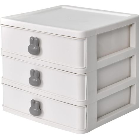 SHINING HOUSE Cosmétique Organisateur Tiroirs Maquillage Tiroir Boîte Bureau avec 3 Tiroirs Lapin Poignée Cosmétique Boîte De Rangement pour Salle De Bains Chambre Rouges À Lèvres Vernis À Ongles (Bla