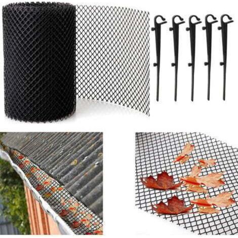 Grille de protection de gouttière en plastique - 18cm de large x 8m de long, empêche les feuilles ou les débris de se boucher, grilles de protection de gouttière pour les tuyaux de descente et les dra (1/5)
