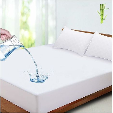 Wasserdichter Matratzenschoner 140x190/200 cm, Bambusfaser, atmungsaktive Matratzenauflage, hypoallergen, milbenabweisend, antibakteriell, geräuscharm, ultraweich, Spannbettlaken, Matratzenbezug 140x1 (1/5)