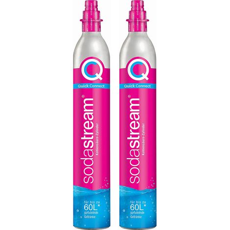 Lot de 2 cylindres de gaz CO2 60L Quick Connect pour machine à soda – Technologie brevetée sans vissage – Compatible avec machines DUO, TERRA, ART – Sodastream