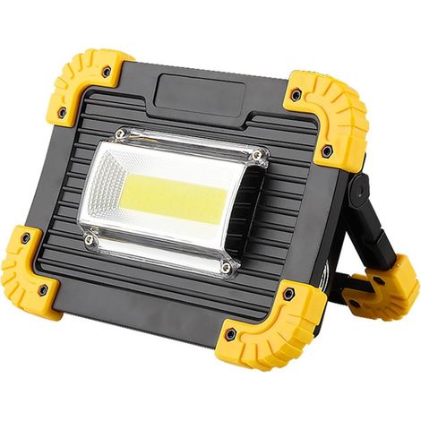 Projecteurs LED d'extérieur, LED Réflecteur 20w USB Charge Projecteur LED Projecteur 18650 Rechargeable Alimenté Par Batterie Portable Projecteur LED Camping pour cour, parking, patio, aire de jeux ( (1/5)