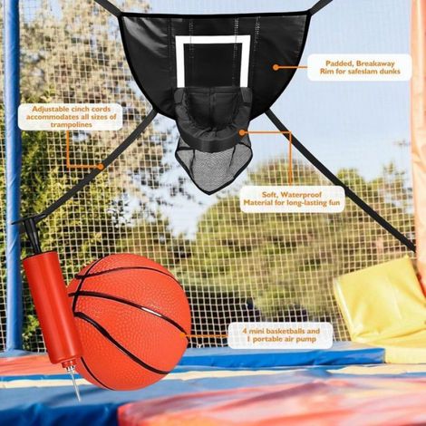 Panier Basket Trampoline, Bord Arrachable 4 Ballons Pompe, Mini Panier Extérieur Universel Enfants (1/5)