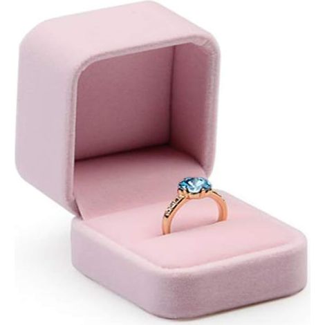 Boîte à bijoux en velours rose (boîte à bagues),