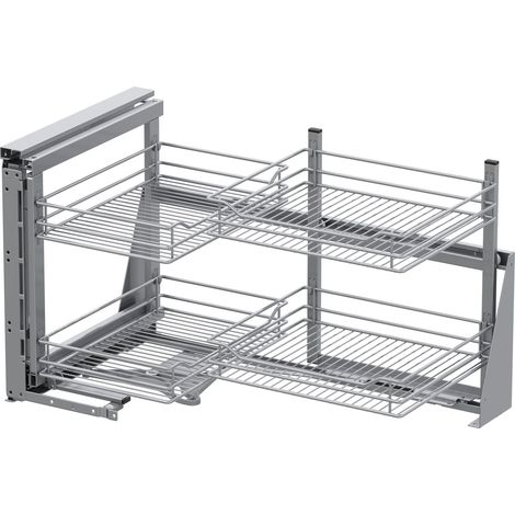Vauth-Sagel VS Cor Fold Eckschrank Auszug links Classic - Set für Küchenunterschränke mit KB 900mm - Korbablage aus Stahldraht, Stahl pulverbeschichtet silberfärbig (1/2)