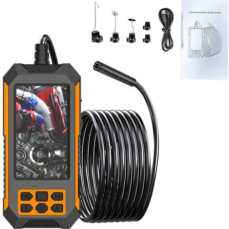 Endoscope industriel, outils d'endoscope HD 1080P, avec écran IPS 4,5" et 8 lumières LED réglables, caméra endoscope semi-rigide serpent 33 pieds, caméra d'inspection étanche IP68 8 mm (1/5)