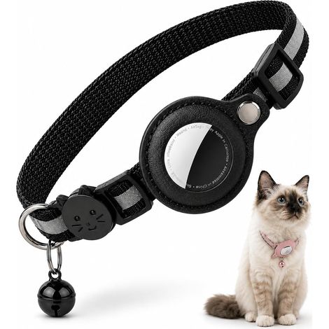 Collier Chat Anti-Étranglement Libération Rapide Réfléchissant 150m Sécurisé Vis INOX Réglable 19-32cm Léger 15g Noir (1/5)