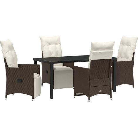 Maison Exclusive - Set da Pranzo per Giardino con cuscino 5 pcs Marrone polyrattan (1/5)