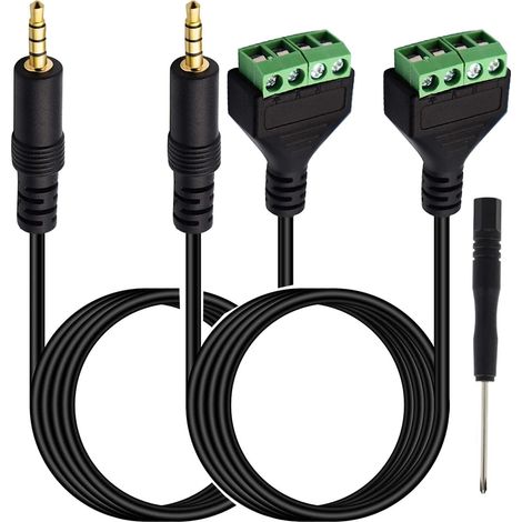 2 pièces connecteur jack 3.5mm Câble de borne à vis 3,5 mm,3,5 mm stéréo Audio TRRS mâle à 4 Broches/Canal Femelle Boulon vis écouteur câble Adaptateur de convertisseur de Balum.(27cm)