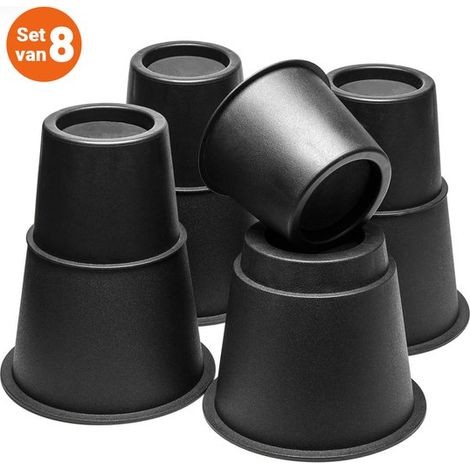 Set de 8 rehausseurs ronds empilables – Jusqu’à 21 cm – Antidérapants – Noir – Diamètre 7,5 cm (1/5)