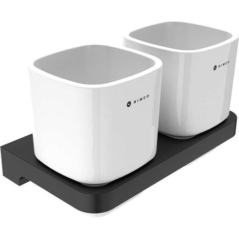 Nimco Maya - Bote de cepillo y pasta de dientes con soporte, blanco/negro MAC 29058DK-90 (1/4)