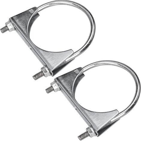 2pcs Colliers de Serrage pour Tuyau d'échappement, 89 mm U Bolt Clamp Colliers d'échappement Universel pour Raccords de Tuyaux, Montage d'antennes, Pince de Serrage (1/5)