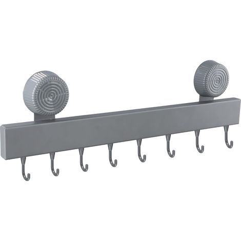 40 cm Porte Ustensiles Cuisine, Capacité Charge 20 kg, Crochet Cuisine sans Perçage avec 8 Crochets Mobiles e Ventouse, Amovible Barre en Acier Inoxydable pour Salle de Bain Chambre à Coucher