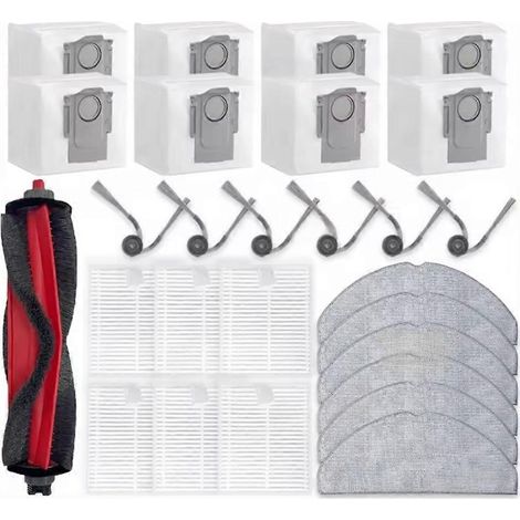Lot de 27 pièces pour aspirateur Roborock Q7 M5/Q7 M5+/Q7 L5/Q7 TF/Q7 TF+/Q7B/Q7T+ : pièces détachées, brosse principale, filtre, lingette de nettoyage et sac à poussière. (1/5)