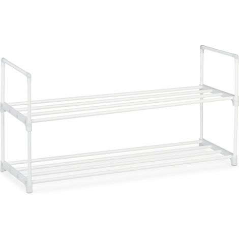 Zapatero flexible 92 x 90 x 30,5 cm para 4 pares diseño moderno recibidor de metal blanco 130010480 (1/4)
