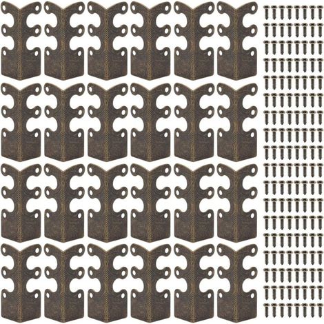 XEPHO Lot de 24 protections d'angle en métal, protections d'angle rétro solides pour plinthes, coins décoratifs endommagés pour meubles de table (bronze) (1/5)
