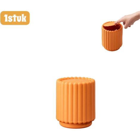 Mini poubelle de bureau et de cuisine avec ouverture par pression large ouverture et motif tournesol couleur orange (1/5)
