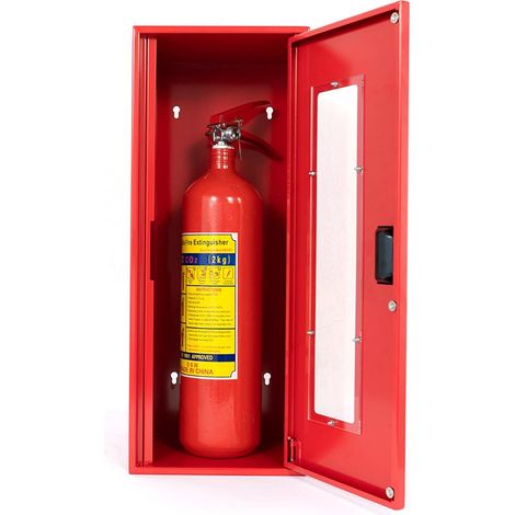 Boîte de rangement pour extincteur de taille moyenne 48 cm, jusqu'à 4 kg - Armoire murale pour extincteur - Boîte d'extincteur pour intérieur et extérieur - Armoire de sauvetage sans serrure (1/5)