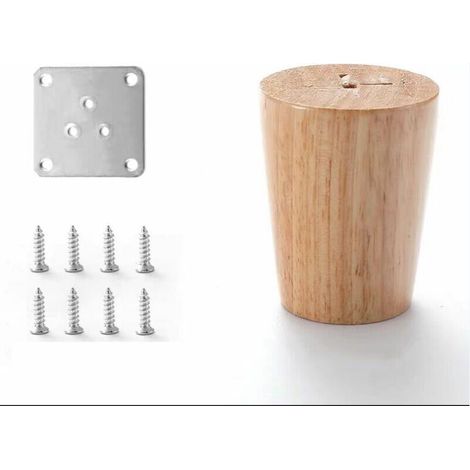 Lot de 4 Pieds de Canapé Bois Massif, Pieds de Meubles pour Fauteuil, Table de Nuit, Armoire, Tiroir(hauteur 6cm) (1/5)