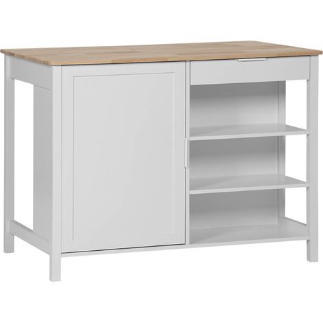 3 in 1 kitchen island, storage, work surface, dining table, 5 shelves, 1 door, 1 drawer, W 120 x D 75 x H 90cm