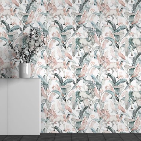 Papier peint panoramique Enfants - Motif Feuilles tropicales - 130 cm x 81 cm (1/3)