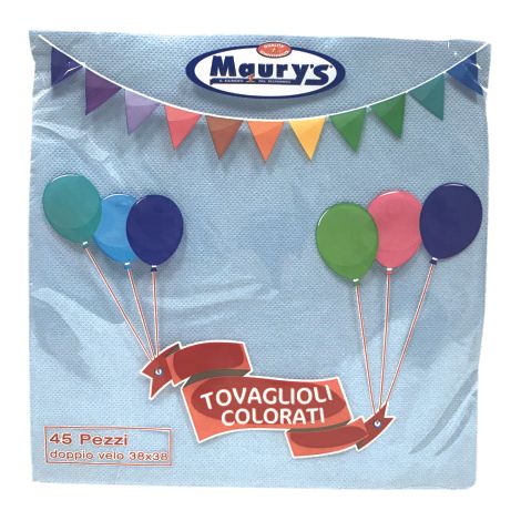 MAURY'S TOVAGLIOLI COLORATI 38 X 38 CM 45 PZ GOFFRATI AZZURRO DOPPIO VELO (1/2)