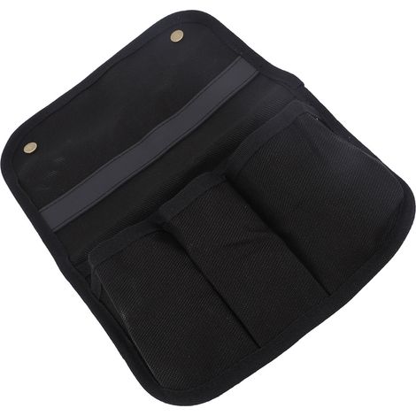 Sacoche latérale de rangement en toile double épaisseur pour chaise de camping, avec poche latérale suspendue, noire. (1/5)