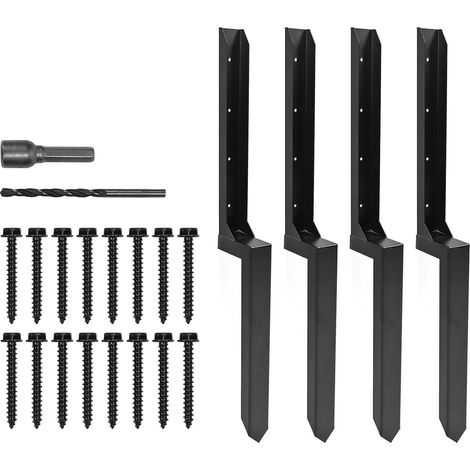 Eosnow Zaun Post Stakes Kit Hochleistungsstahl -Anker -Erdungsspitze zur Reparatur von gekipptem gebrochenem Holz 4 Pack