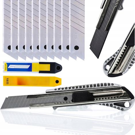 Rosfix Ersatzklingen-Set für einen Tapetenschneider 18 mm, 10 Stück + Aluminium-Tapetenschneider