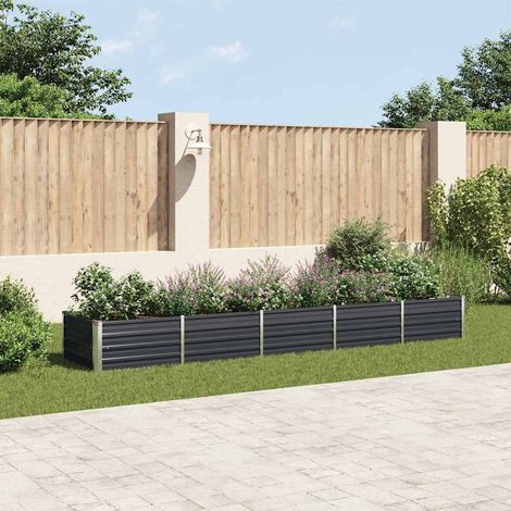 vidaXL Arriate de acero galvanizado gris antracita 400x80x45 cm (1/5)