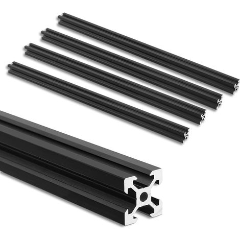 4PCS 400 mm Profilés en Aluminium 20 x 20, Type V Profilés Aluminium Anodisé Rail Linéaire en Aluminium, Profilés d'Extrusion, Profilés pour Imprimante 3D CNC DIY, Noir (1/5)