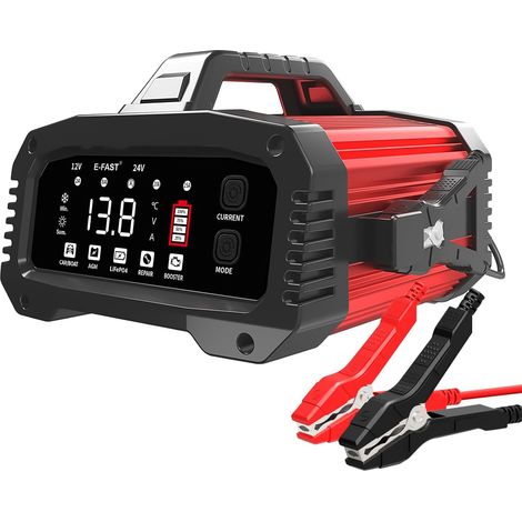 25A Chargeur de Batterie Voiture LiFePO4 12V/24V avec Écran LCD pour Voiture Moto Camion, AGM, Gel, Wet (1/5)